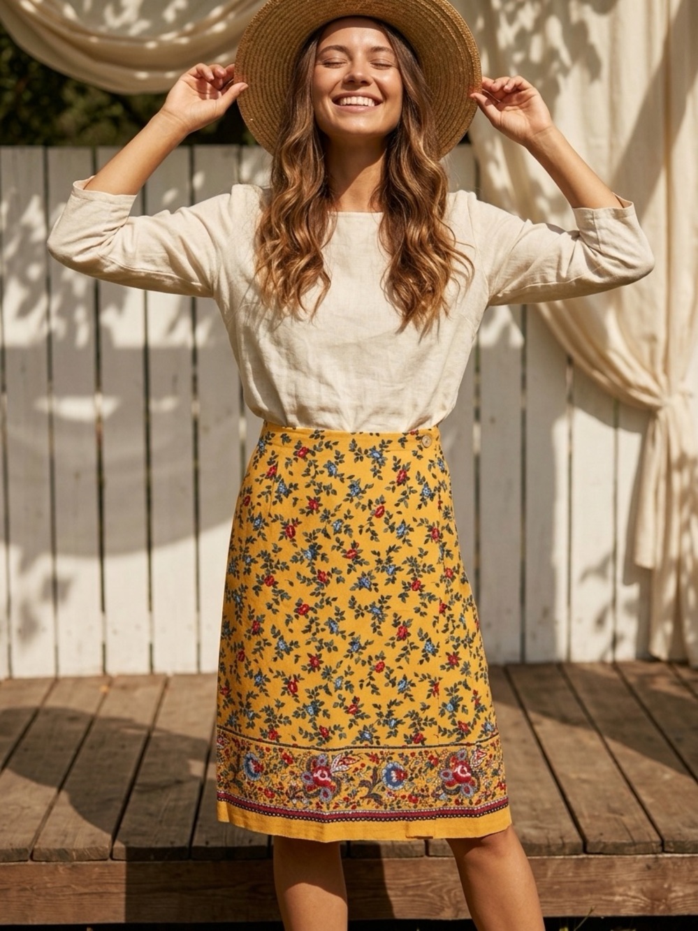 Vintage Breeches Floral boho Cottagecore western prairie festival Wrap Skirt